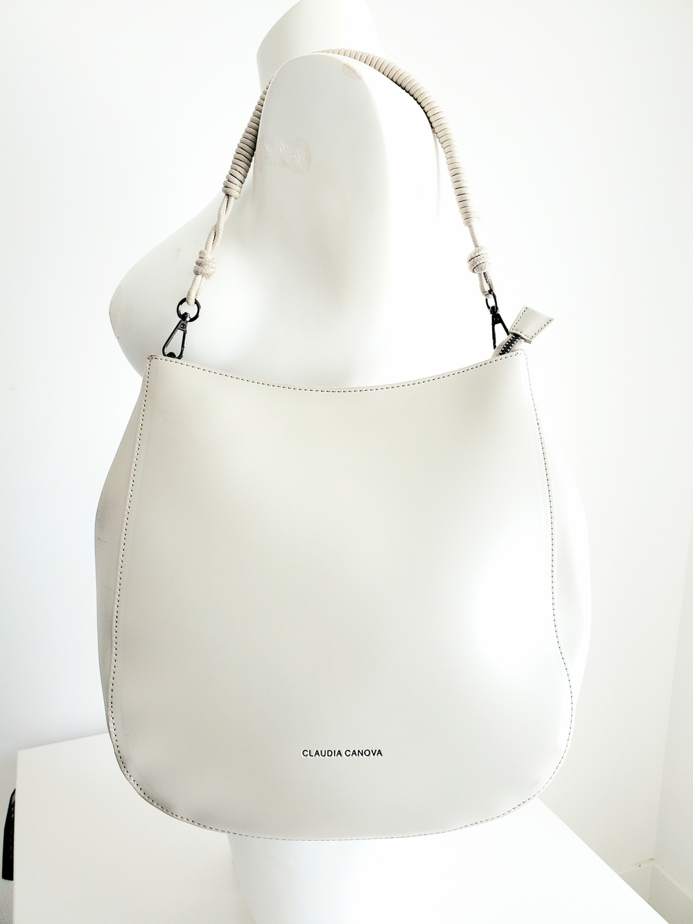 Cream Vegan Leather Hobo Bag